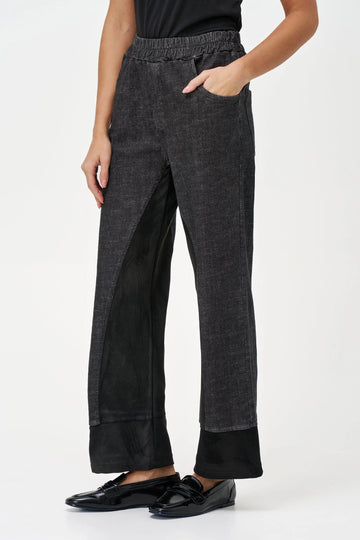 Denim & Faux Suede Pants